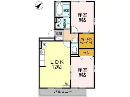 セジュール影橋B棟(2LDK/2階)の間取り写真