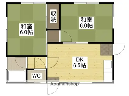 山陽本線 天神川駅 徒歩26分 1階建 築47年(2DK)の間取り写真