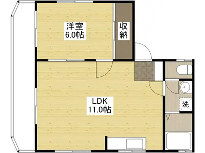 TKビル(1LDK/4階)の間取り写真