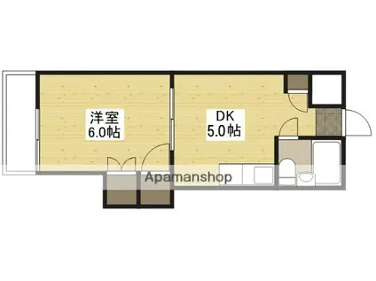 中田ビル三篠(1DK/3階)の間取り写真