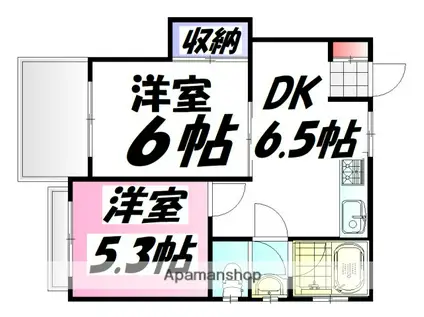 福原ビル(2DK/4階)の間取り写真