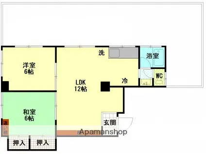スワンハイム(2LDK/6階)の間取り写真