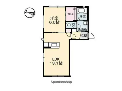 シェソワSATSUNO E棟(1LDK/1階)の間取り写真