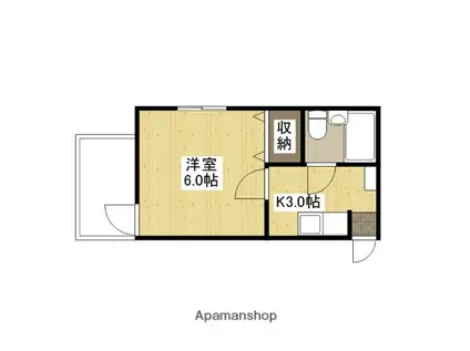 グリーンハイツ観音(1K/2階)の間取り写真