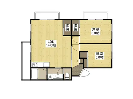 サンルビーササキNO.1(2LDK/3階)の間取り写真