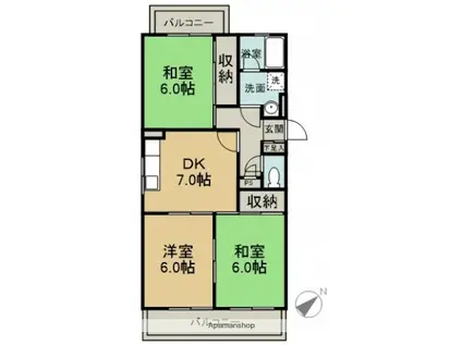 第2コーポ田中(3DK/2階)の間取り写真