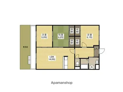 ベルメゾン(3LDK/1階)の間取り写真
