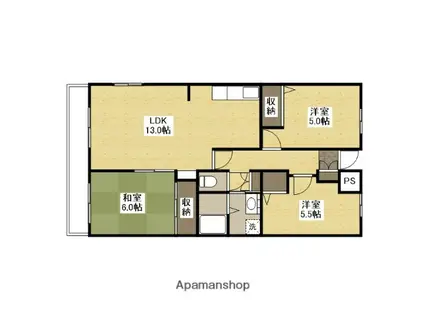 カーサナカスジ(3LDK/1階)の間取り写真