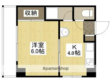 日吉ハイム(1K/4階)の間取り写真