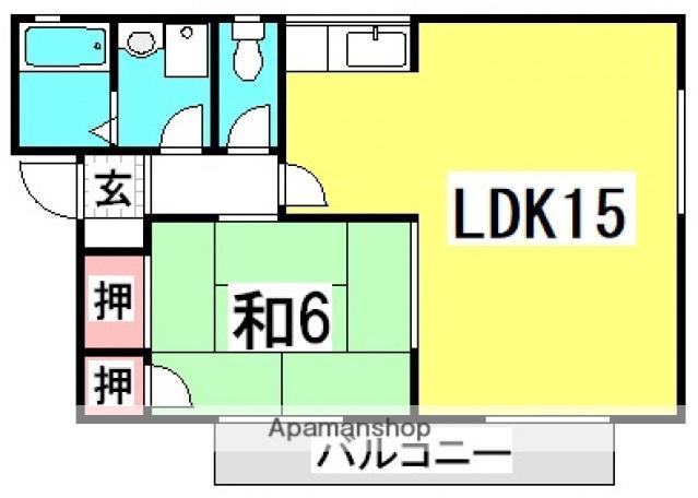 セジュール西B棟(1LDK/2階)の間取り写真