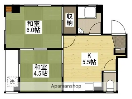窪田ビル(2K/3階)の間取り写真