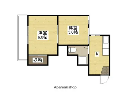 コーポ西田(2K/3階)の間取り写真