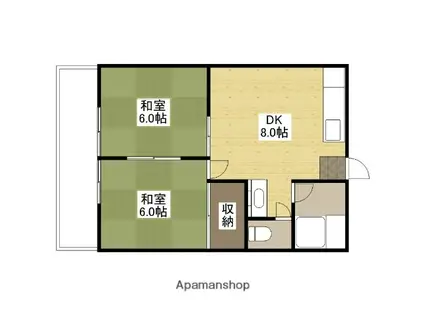 第一旭ビル(2DK/4階)の間取り写真