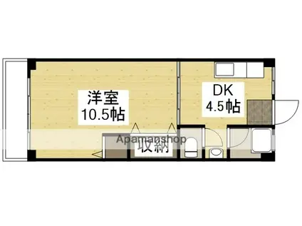 倉本ビル(1DK/3階)の間取り写真