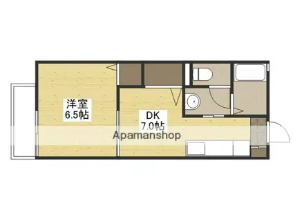 アブニール宮島口B棟(1DK/2階)の間取り写真