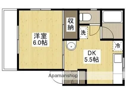 グリーン若葉(1DK/1階)の間取り写真