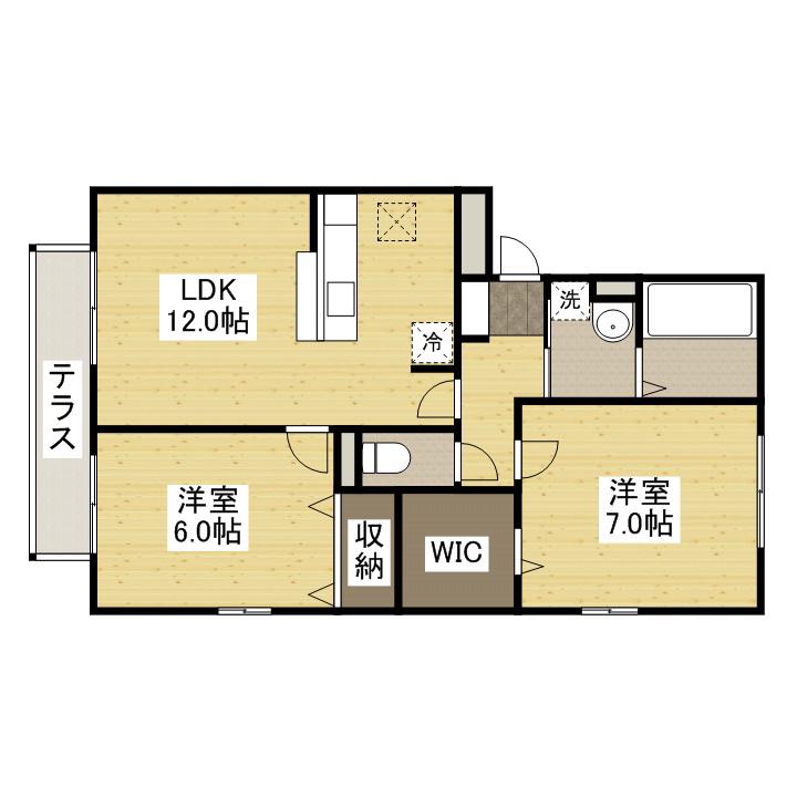 ハイドゥ伴Ⅲ(2LDK/1階)の間取り写真