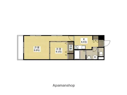 ツインハウス松中(2K/3階)の間取り写真