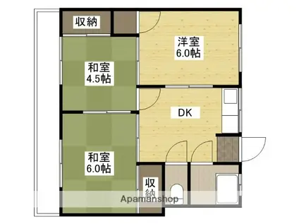 カツミビル(3DK/2階)の間取り写真