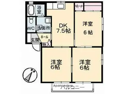 サラーム壱番館(3DK/2階)の間取り写真