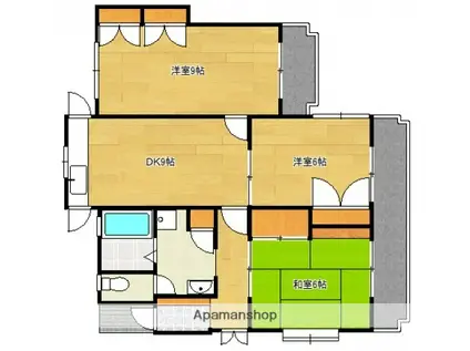 ヒルサイドテラス不動院(3DK/2階)の間取り写真