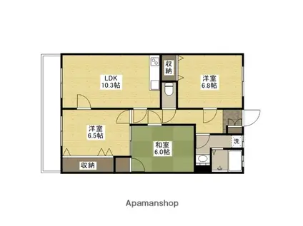 グランボヌール上安(3LDK/1階)の間取り写真