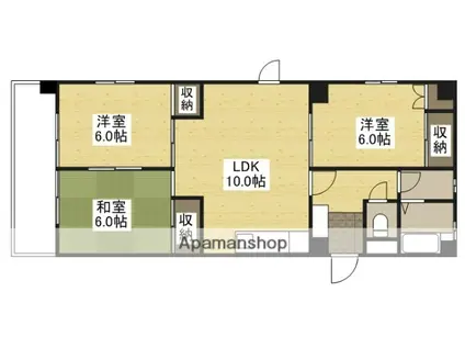 丸子ビル(3LDK/6階)の間取り写真