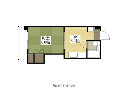 新庄グリーンコーポ(1DK/3階)の間取り写真