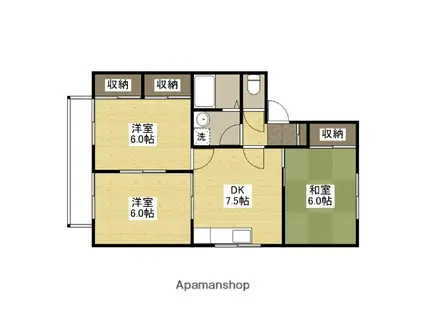 ハビテーションⅡ(3DK/2階)の間取り写真