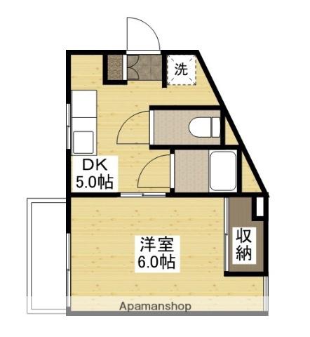 岩田ビル(1DK/3階)の間取り写真
