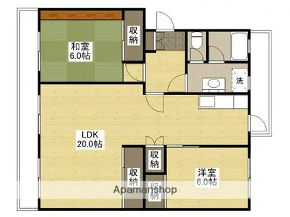 KSB KAIROEN B棟(2LDK/4階)の間取り写真