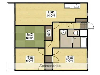 第2山幸マンション(3LDK/2階)の間取り写真