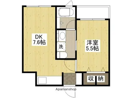 リーベ上東雲(1DK/4階)の間取り写真