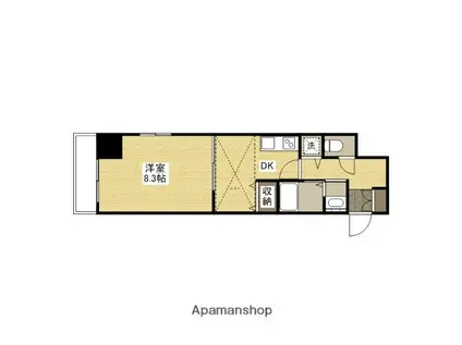 グラビスコート紙屋町(1DK/7階)の間取り写真