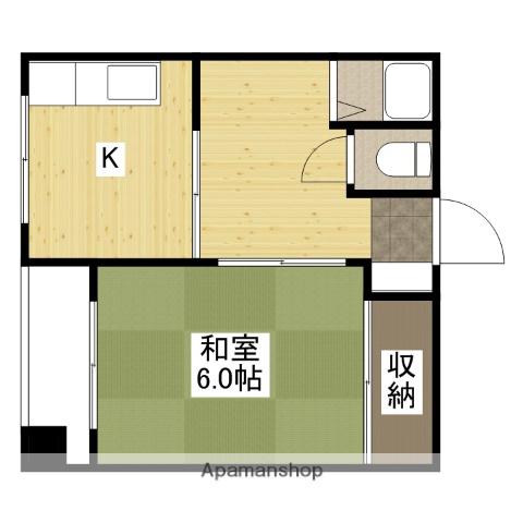 西川ビル(1K/2階)の間取り写真