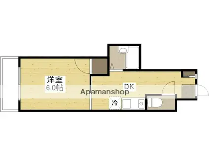 エオス舟入(1DK/6階)の間取り写真