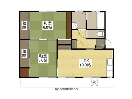 尾那岡マンション1号棟(2LDK/2階)の間取り写真