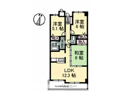 グランドメゾン翠町(3LDK/1階)の間取り写真