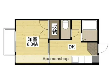 カナディアンおみかどA棟(1DK/2階)の間取り写真