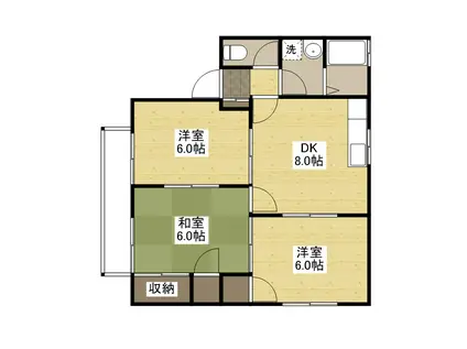 エステート飛鳥A棟(3DK/2階)の間取り写真