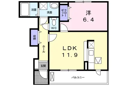 レジデンス K(1LDK/1階)の間取り写真
