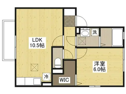 アーク南栄C棟(1LDK/1階)の間取り写真