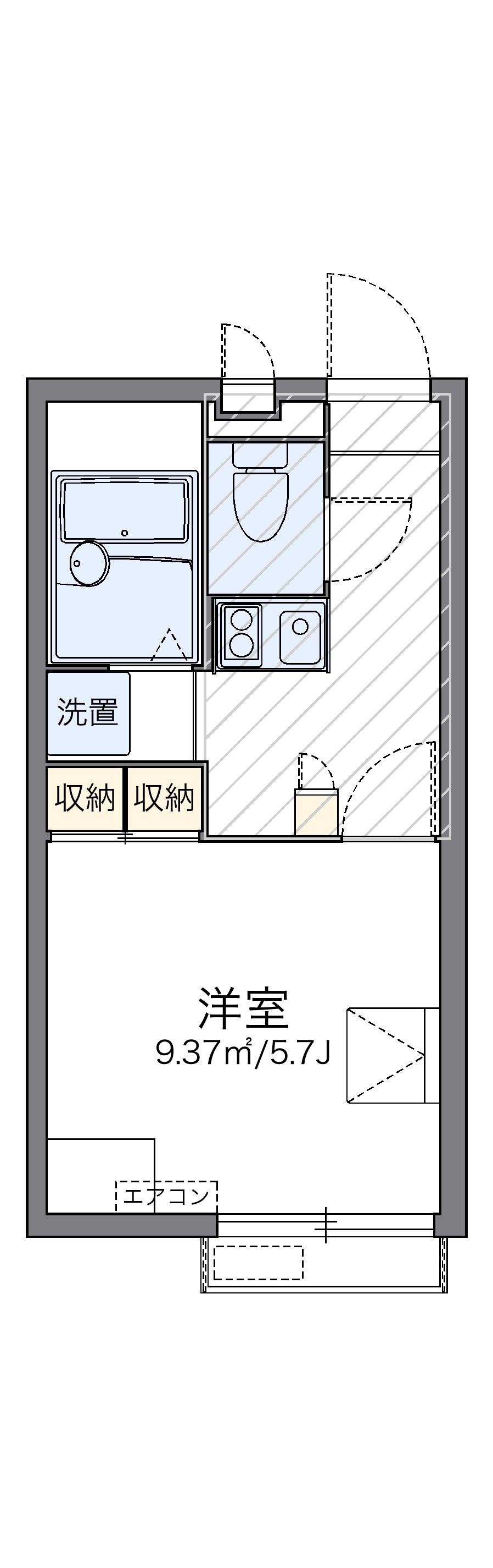 レオパレスFUTASE(1K/2階)の間取り写真
