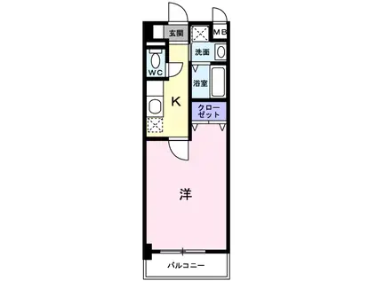 タウニーヒルズⅡ(1K/4階)の間取り写真