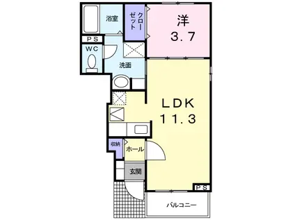 プリムローズ・FB館(1LDK/1階)の間取り写真