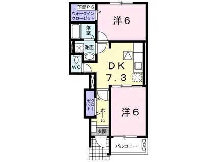 ルミナリエ請石(2DK/1階)の間取り写真