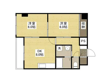 PRIME本川(2DK/4階)の間取り写真