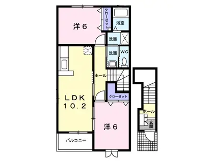 NOURISHT&K(2LDK/2階)の間取り写真