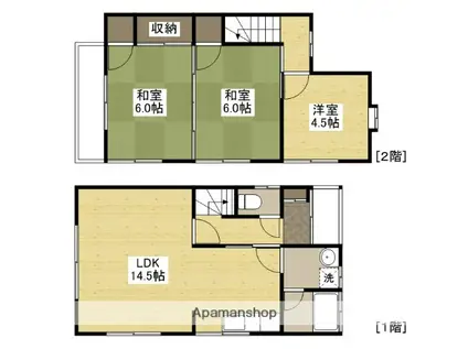 芸備線 安芸矢口駅 徒歩15分 2階建 築43年(3LDK)の間取り写真