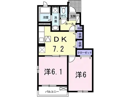 イルマ-レ A(2DK/1階)の間取り写真